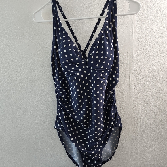 Merona Swim Blue Polka Dot One Piece Bathing Suit Poshmark — free download